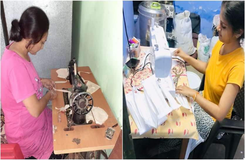 Alwar Girls Making Free Masks To Fight Corona Virus मानवता की मिसाल बनीं अलवर की यह दो बेटियां, घर पर मास्क बनाकर निशुल्क बाँट रही