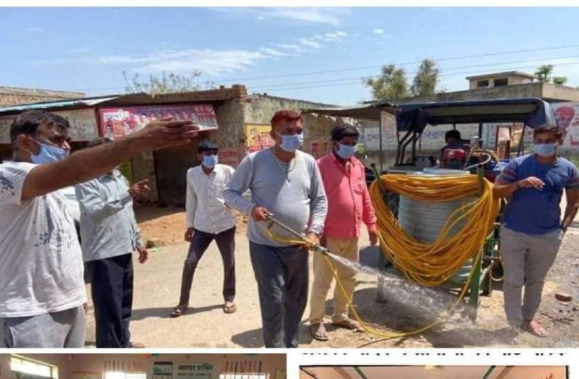 Alwar Farmer Sanitizing Village By His Desi Technique कोरोना महामारी से लड़ने में गांव का आम आदमी भी कर रहा प्रयास, ट्रेक्टर से पीछे सेनेटाइज़र लगाकर कर रहा पूरे गांव में छिड़काव
