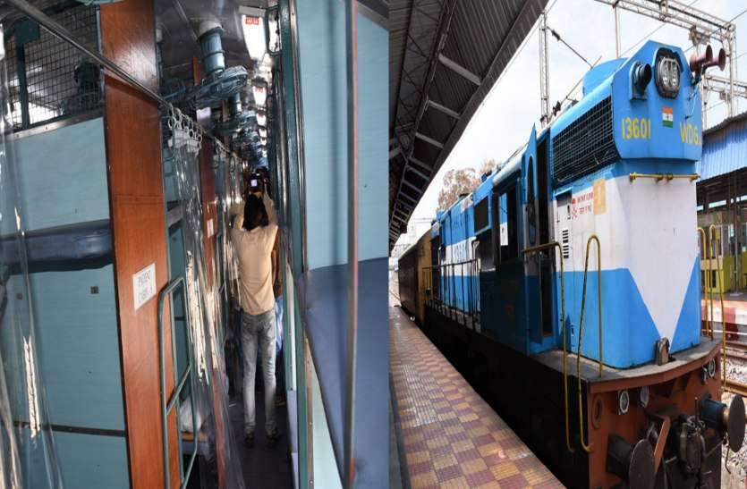 Isolation ward being made to 16 coach of the train in Durg station