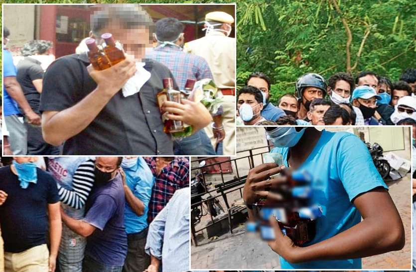 liquor_1.jpg दुकान खोलने से पहले ही पहुंच गए खरीददार, जल्दी के चक्कर में एक दूसरे के ऊपर लगे गिरने