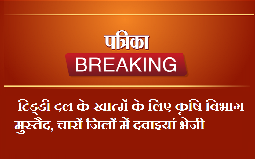 टिड्डी दल के खात्में के लिए कृषि विभाग मुस्तैद टिड्डी दल के खात्मे के लिए चारों जिलों में दवाइयां भेजी