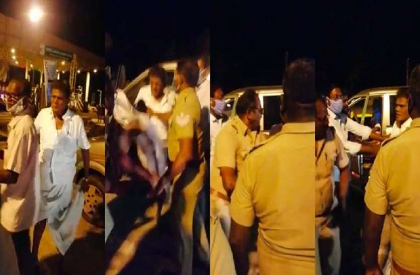 Former MP K Arjunan hit a police personnel on duty near Salem ई-पास मांगने पर पूर्व सांसद ने पुलिसकर्मी को मारी लात, दी गालियां, वीडियो वायरल