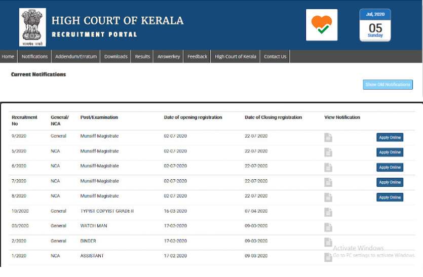 Kerala HC Recruitment 2020 Kerala HC Recruitment 2020: मुंसिफ मजिस्ट्रेट के पदों पर निकली भर्ती, जल्द करें अप्लाई