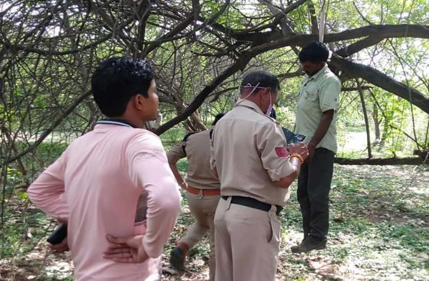 वन विभाग के दैनिक वेतन भोगी का जंगल में पेड पर लटका मिला शव Dead body found hanging from buffalo grazing, news in hindi, mp news, datia news भैंस चराने से रोका तो लटका मिला शव