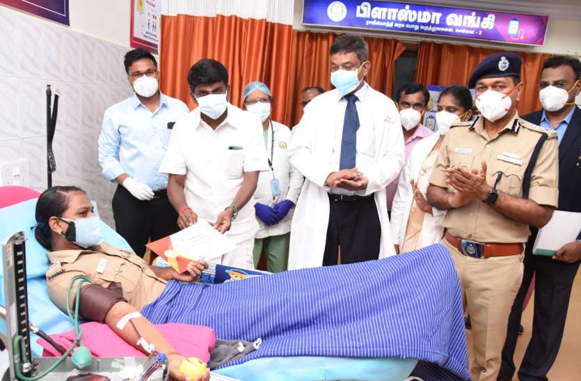 40 Chennai cops donate plasma after recovering from COVID-19 कोरोना को हराएगी चेन्नई पुलिस: पुलिस के 40 जवानों ने किया प्लाज्मा दान
