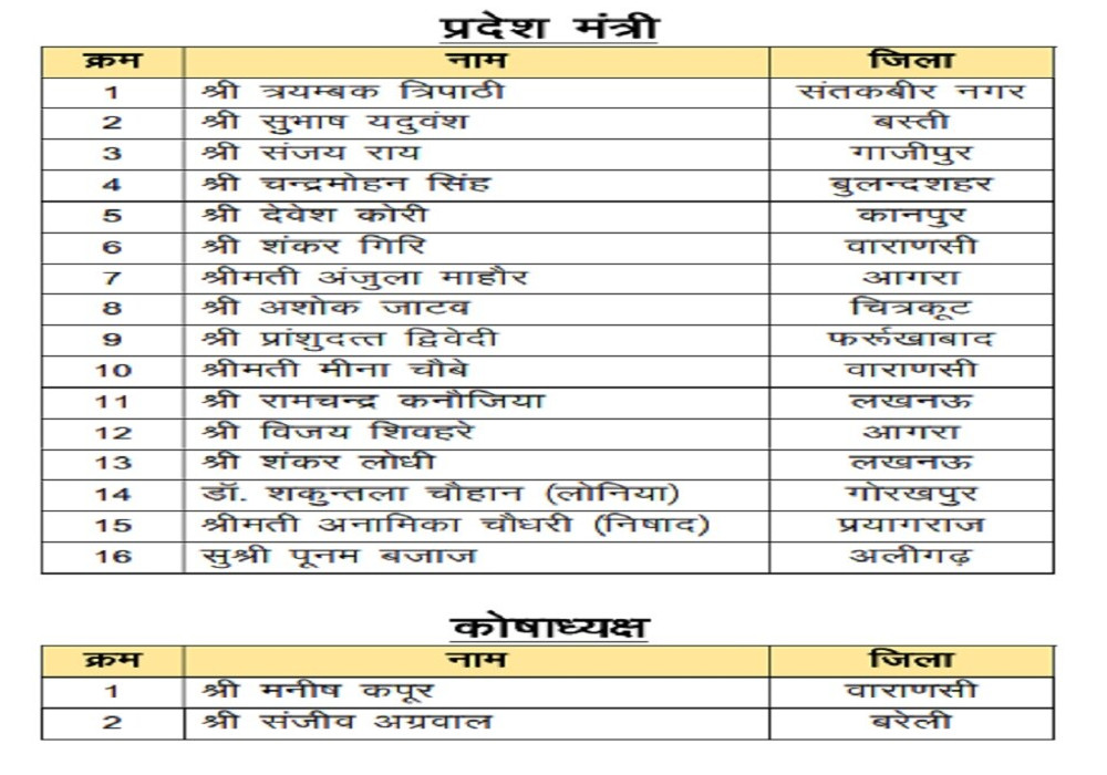 Three Names Of Meerut Included In Bjp State Executive भ जप प रद श क र यक र ण म म रठ क त न न म श म ल द ख प र ल स ट Patrika News