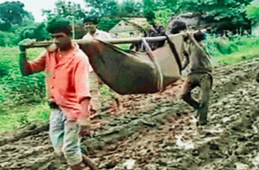 बारिश के मौसम में विजयराघवगढ़ के खिरबा खुर्द गांव का दृश्य 73 साल से विकास की बाट जोहता मध्य प्रदेश का यह गांव