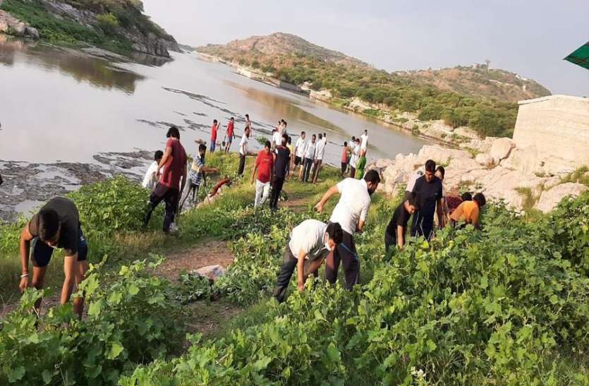 कायलाना जलाशय परिसर में अमृतं जलम् अभियान कायलाना जलाशय परिसर में अमृतं जलम् अभियान
