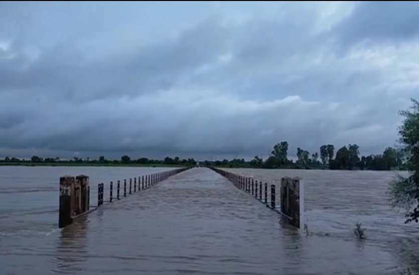 On Betwa river spurt, Mungaoli road remains closed बेतवा नदी उफान पर, मुंगावली रोड रहा बंद, खेतों में भरा पानी