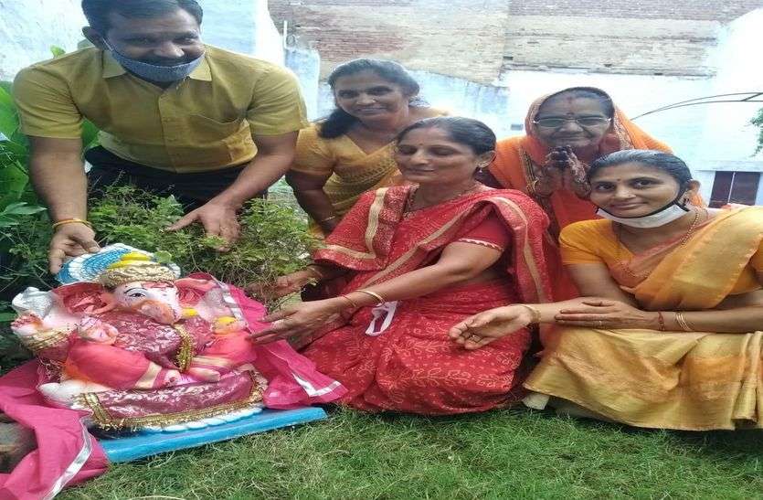 Immersion of Ganesh idols in bhilwara गणेश प्रतिमाओं का विसर्जन