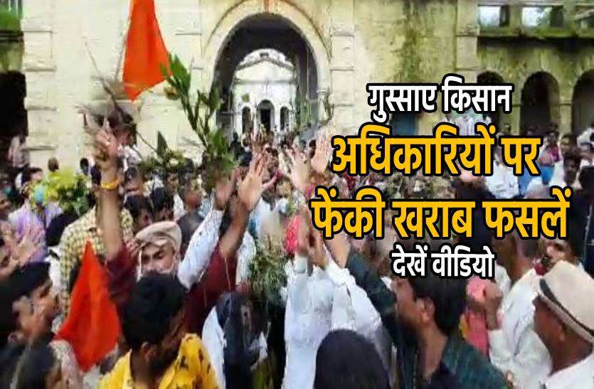 kisan.jpg नायब तहसीलदार ने कहा भाषण सुनने नहीं आया तो किसानों ने ऊपर फेंक दी खराब फसलें, देखें वीडियो