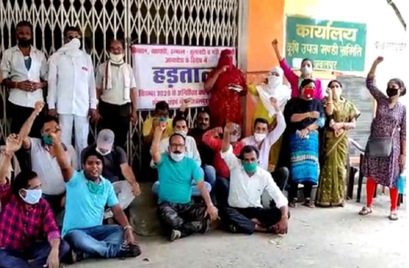 कृषि मंडी कर्मचारियों व व्यापारियों की हड़ताल जारी मंडियों में जड़ा ताला कृषि मंडी कर्मचारियों व व्यापारियों की हड़ताल जारी, मंडियों में जड़ा ताला