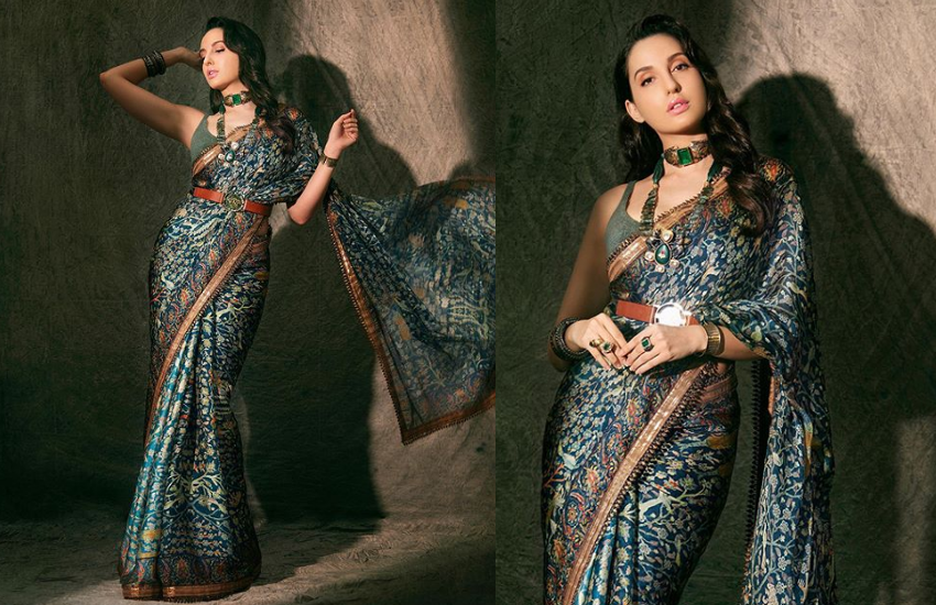 Nora Fatehi looks drop-dead gorgeous in an organza silk saree - Latest  Fashion Looks