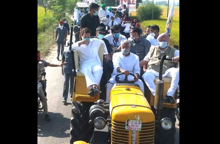 राहुल गांधी कृषि कानूनों का विरोधः ट्रैक्टर पर सवार हुए राहुल गांधी और कैप्टन, ड्राइवर हैं सुनील जाखड़