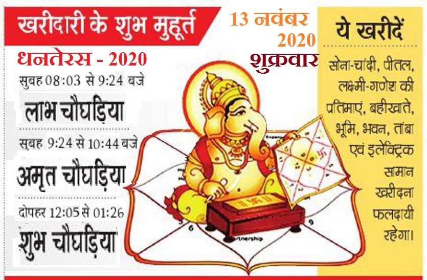 dhanteras 2020 date and time with some rules