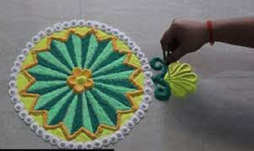 Rangoli made in the courtyard