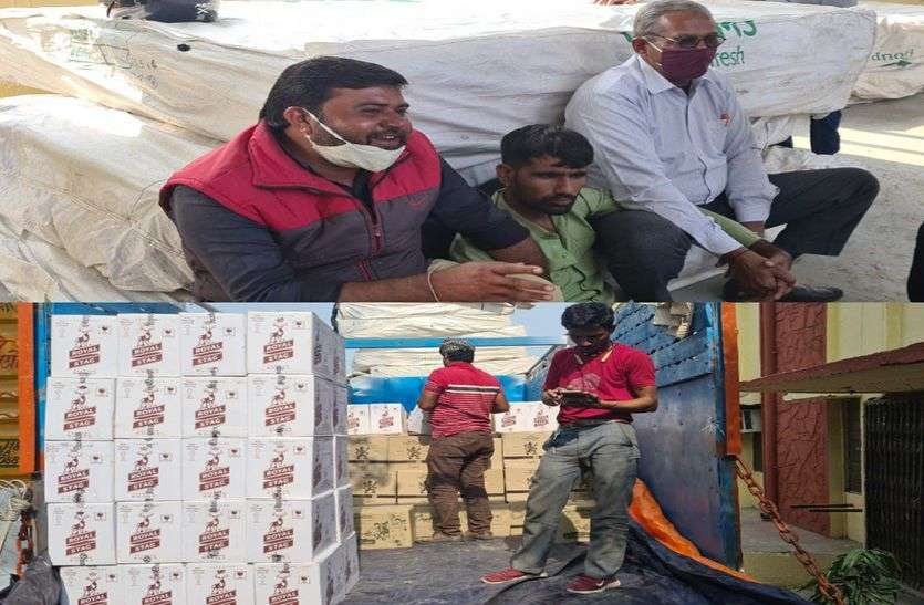 Illegal liquor in the garb of foam in the truck in bhilwara ट्रक में फोम की आड़ में अवैध शराब का जखीरा