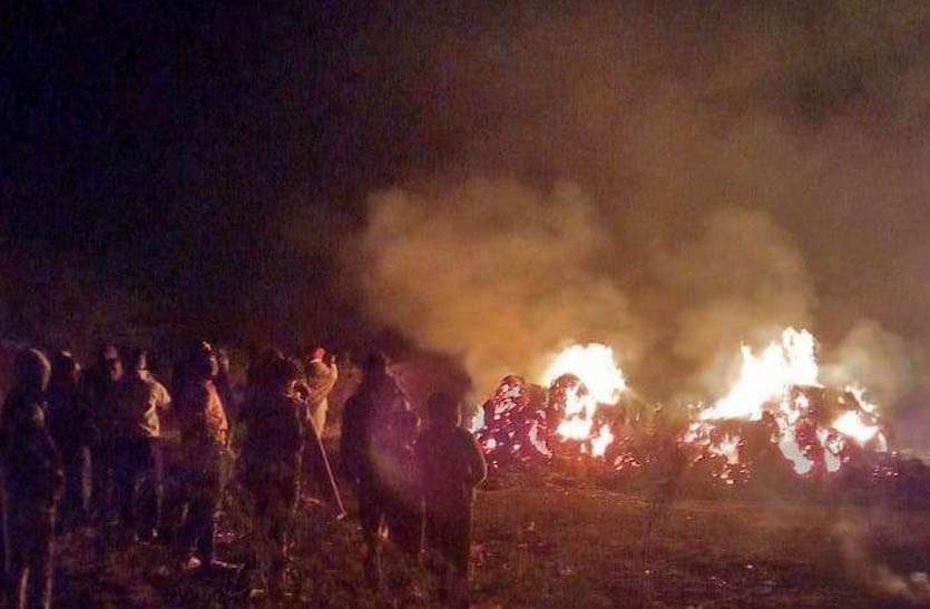 बाड़े में रखी तीस ट्रॉली कड़बी जलकर राख, दमकल की सहायता से पाया काबू बाड़े में रखी तीस ट्रॉली कड़बी जलकर राख, दमकल की सहायता से पाया काबू
