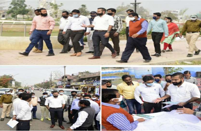 कलेक्टर मित्तर कलेक्टर सारांश मित्तर ने शहर में चल रहे निर्माणाधीन कार्यों का किया निरीक्षण