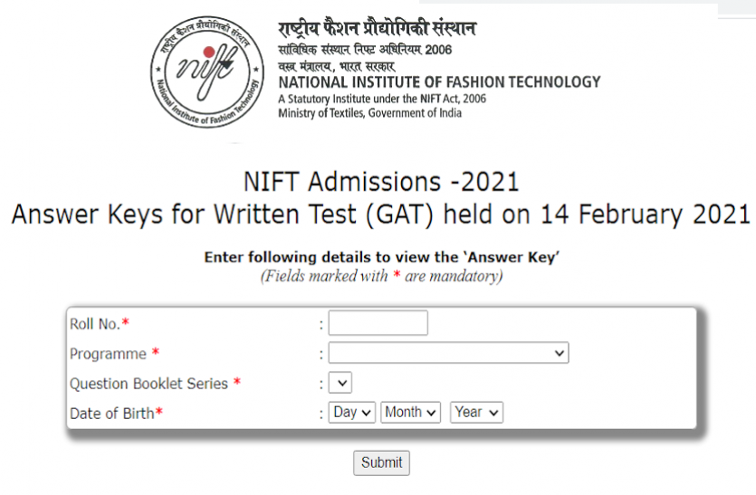 nift.png NIFT 2021 Answer Key: निफ्ट प्रवेश परीक्षा की Answer Key जारी, यहां से करें चेक