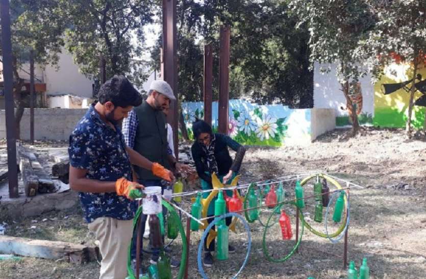 rewa कबाड़ सामग्री से पार्क का सौंदर्यीकरण करने का कार्य प्रारंभ, थ्री-आर कांसेप्ट पर चल रहा काम