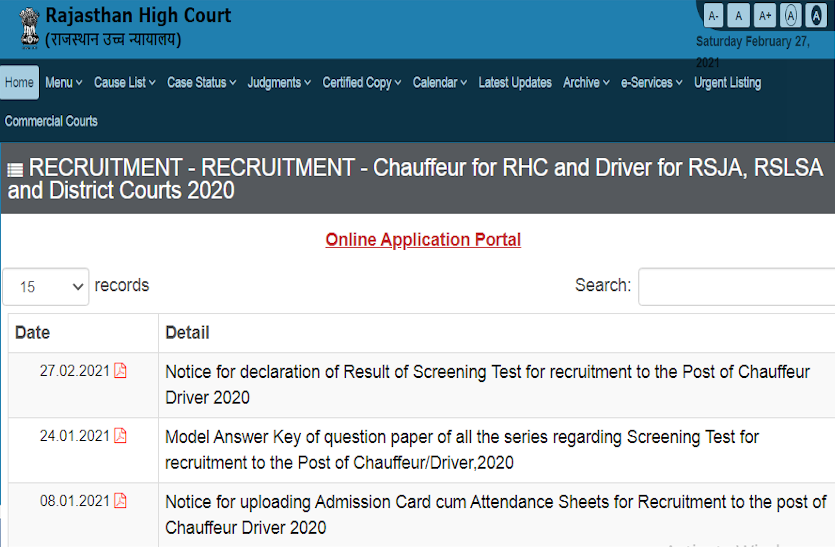 HCRAJ Driver Result 2020: High Court Driver Recruitment Exam Result Released, Check Here