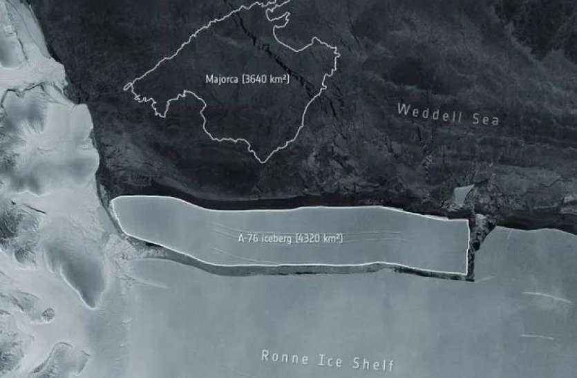 World Largest Iceberg break off an Antarctica अंटार्कटिका में टूटा दुनिया का सबसे बड़ा बर्फ का पहाड़, जानिए क्या है इसका आकार