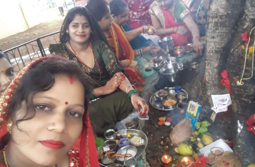 For the long life of the husband, women worshiped the banyan tree. पति की लम्बी आयु की कामना लिए महिलाओं ने वट वृक्ष का किया पूजन