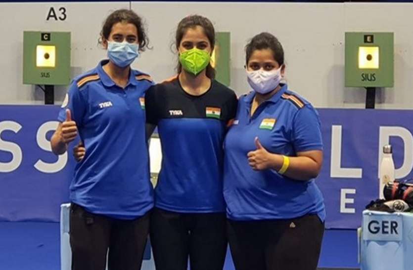 shooting_world_cup.jpg मनु-यशस्विनी-सरनोबत की भारतीय तिकड़ी ने 10मी. एयर पिस्टल टीम ने कांस्य पदक जीता
