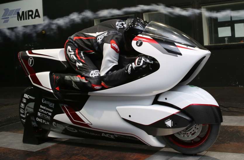 White Motorcycle Concepts Electric bike preparing to break speed record at 400 kmph on land हायाबूसा स्टाइल वाली इलेक्ट्रिक बाइक स्पीड का रिकॉर्ड तोड़ने की ओर