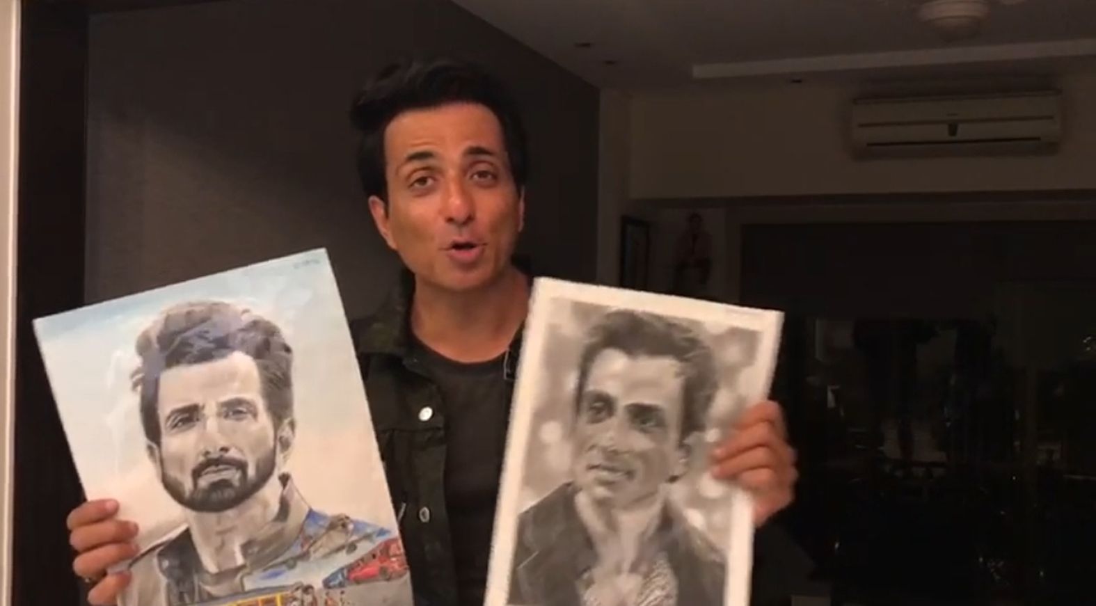 The little boy made a sketch of Sonu Sood
