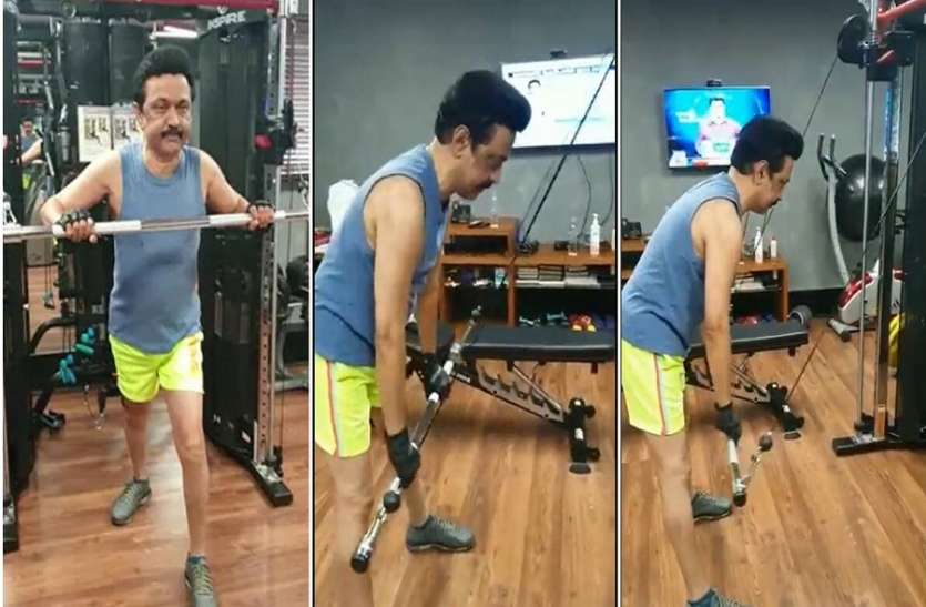 Tamilnadu CM MK Stalin Latest Gym Workout 68 साल के उम्र में फिटनेस फ्रीक बन गए मुख्यमंत्री स्टालिन, जिम में जमकर बहा रहे पसीना