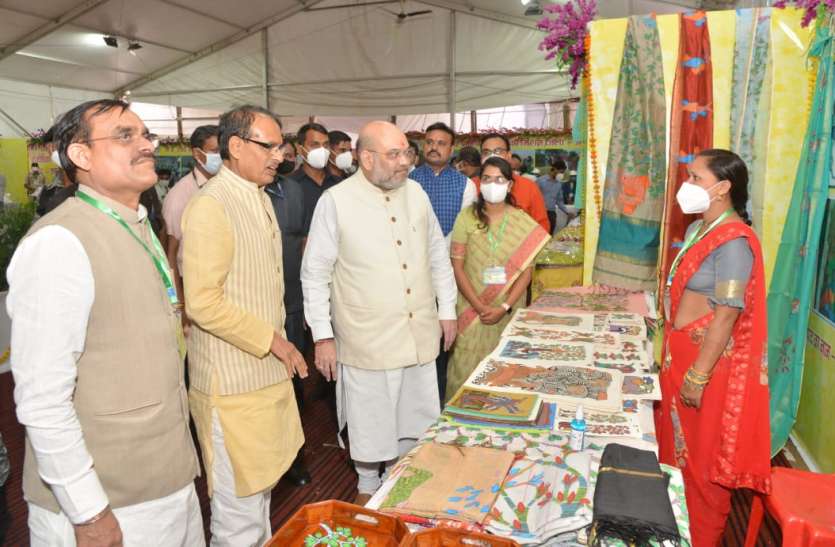 Amit Shah was convinced of the Gondi art of Pushprajgarh, Union Home M पुष्पराजगढ़ की गोंड़ी कला के कायल हुए अमित शाह, केंद्रीय गृहमंत्री और मुख्यमंत्री ने की सराहना