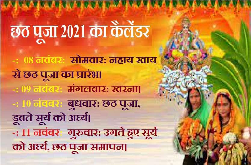 Chhath Pooja 2021 calendar means day wise list