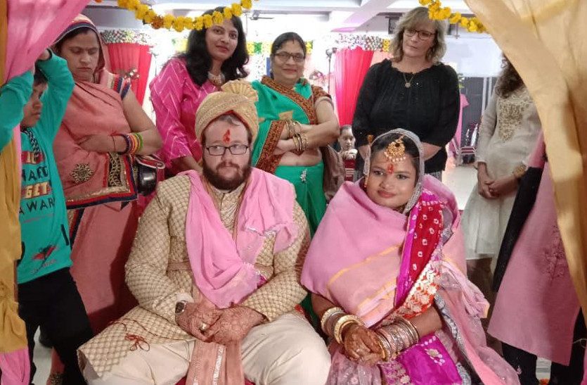 American groom bride wedding in bayana bharatpur
