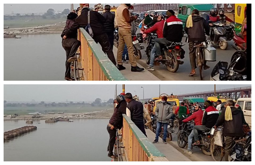 प्रयागराज फाफामऊ गंगा पुल से कूदने का प्रयास किया युवक, मौके पहुंची पुलिस ने बचाई जान