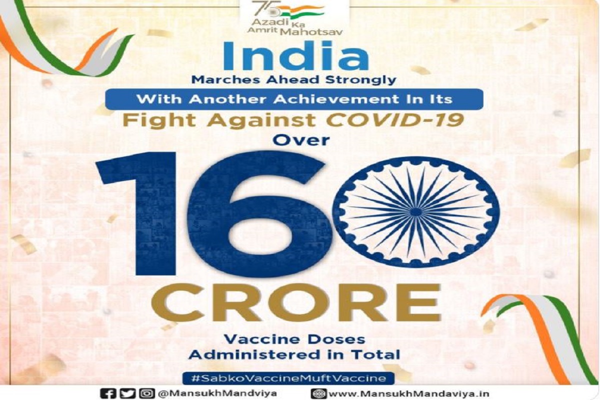 India crosses 160 crore Covid vaccine mark