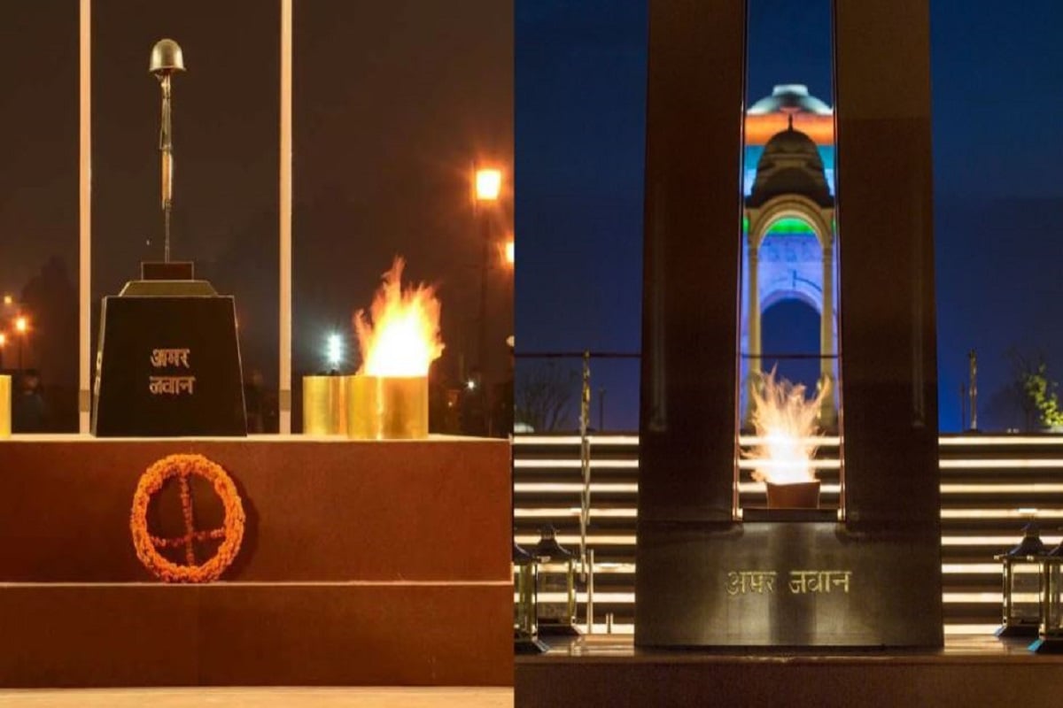 Amar Jawan Jyoti merged with National War Memorial flame