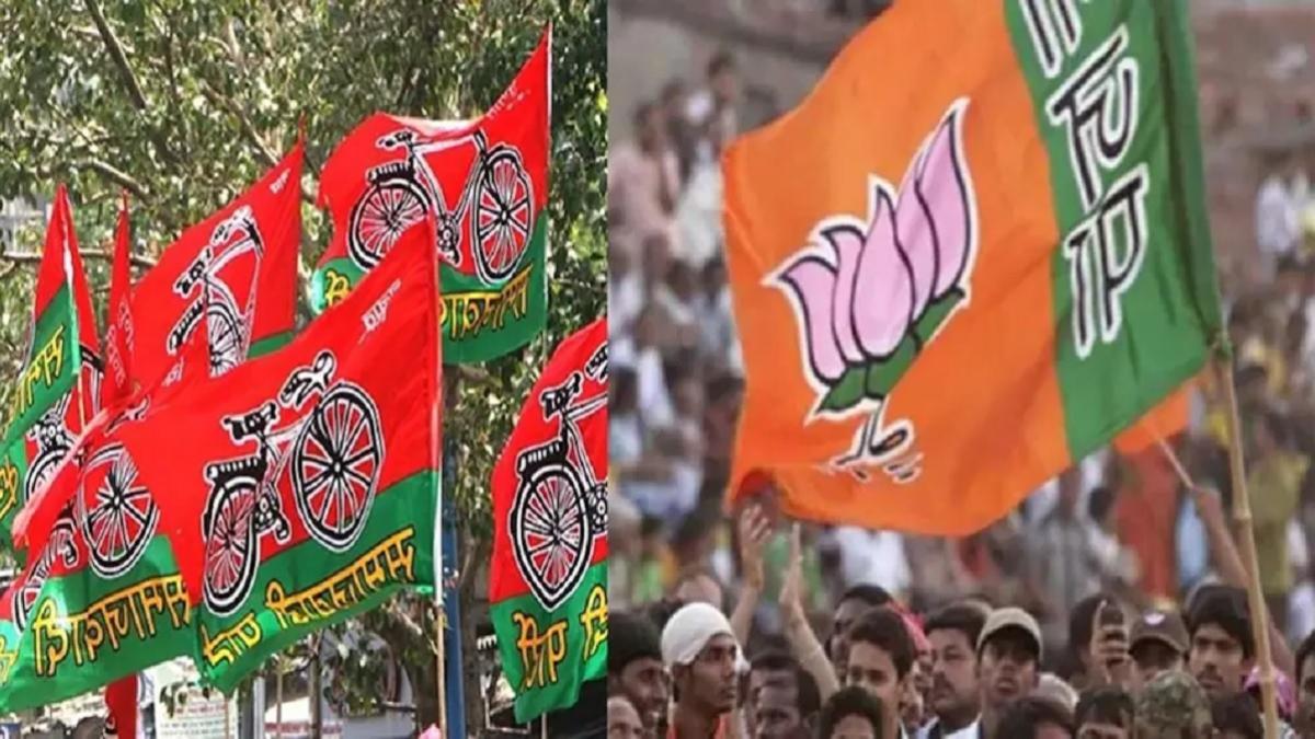 File Photo of BJP SP Flag to show fight in elections