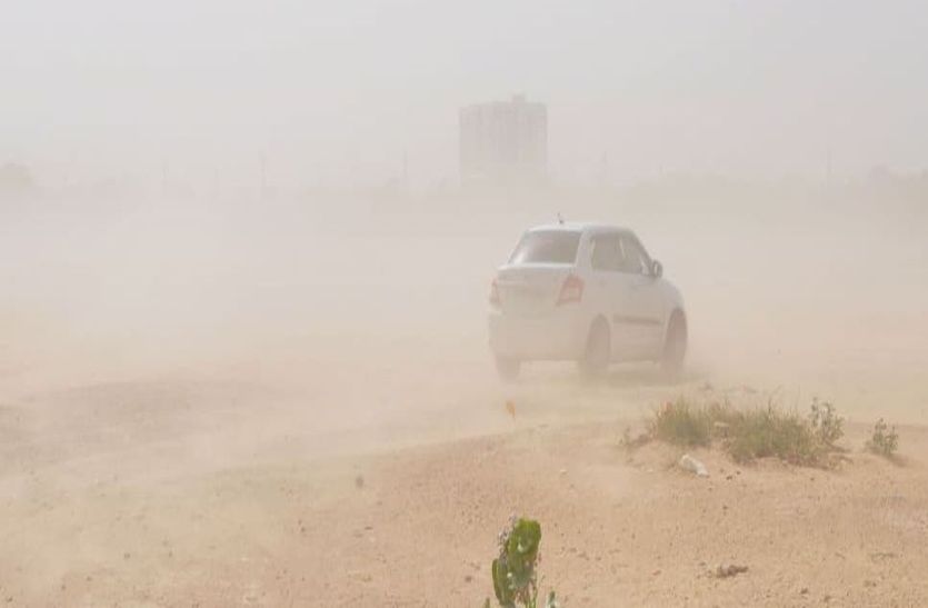 weather news.... बाड़मेर में 21 किमी प्रतिघंटे की रफ्तार से चली धूल भरी हवा