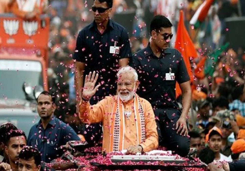 PM Modi in Varanasi during Road Show in Assembly Elections