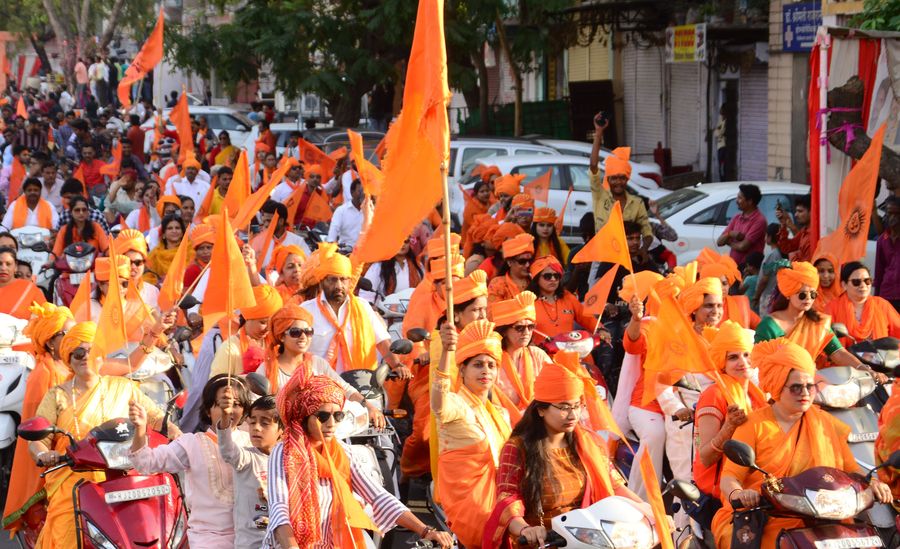 भगवा रैली में वंदेमातरम व भारत माता के जयकारों से गूंजा कोटा शहर