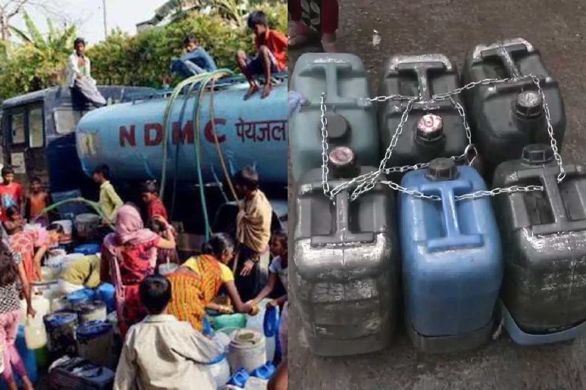 जल संकट का असर! दिल्ली में लोगों ने पानी की कैन को जंजीर से बांध कर लगाया ताला