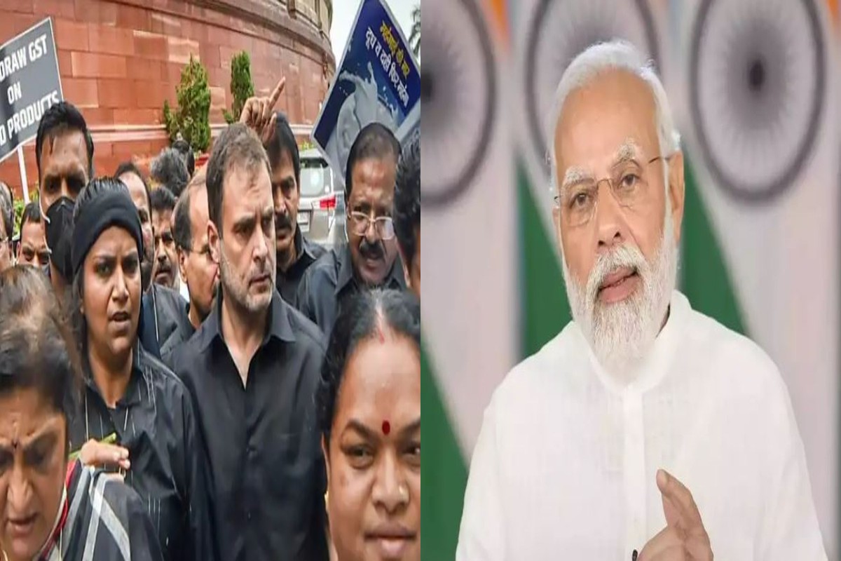 PM Narendra Modi Attack On Congress Leaders Protest In Black Clothes And Black Magic