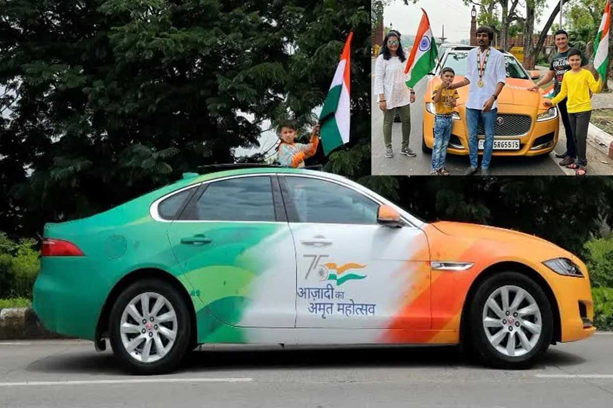 लाखों खर्च कर गुजराती युवक ने तिरंगे के रंग में रंगी कार, PM मोदी व अमित शाह से मिलने की इच्छा लिए पहुंचा दिल्ली