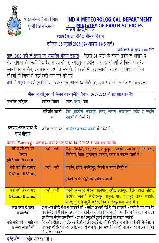 मौसम विभाग की चेतावनी-आज होगी भारी बारिश-जारी किया औरेंज अलर्ट