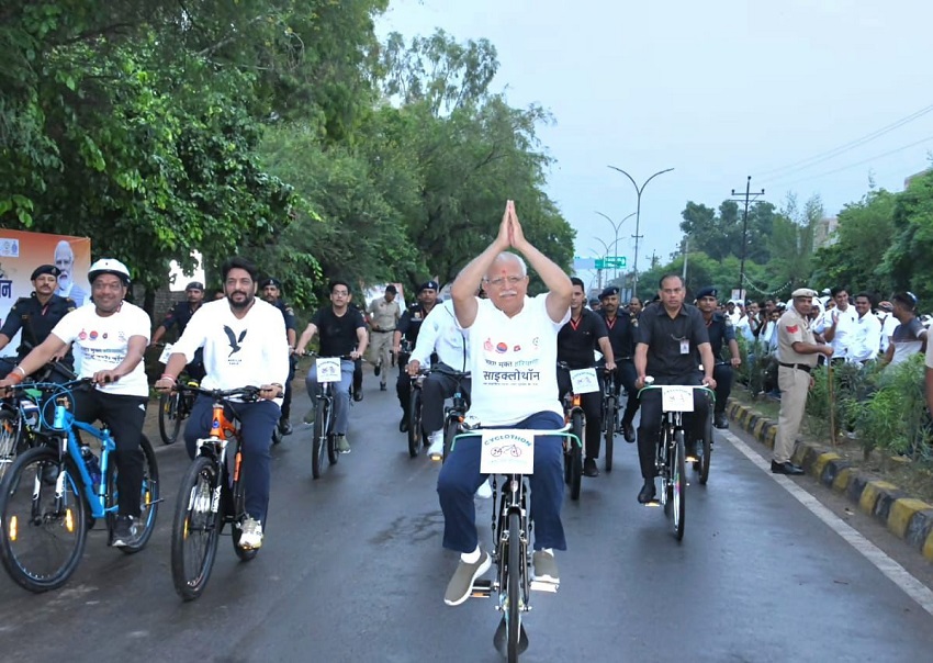 सीएम ने पांच किलोमीटर तक साइकिल चलाकर ‘नशा मुक्त हरियाणा’ साइक्लोथॉन में भरा जोश