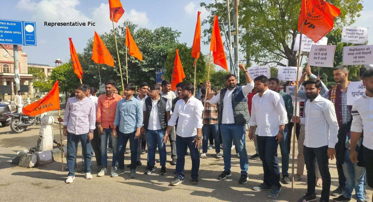 ABVP Students Protesting Outside Rajasthan University 