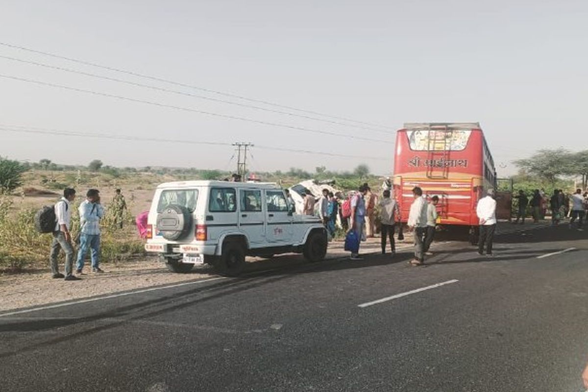 फलसूंड क्षेत्र के जेतपुरा फांटा पर हादसा, बस से भिड़ा वाहन, दो जनें घायल