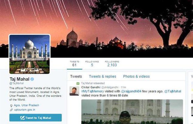 Taj on Twitter आजादी के दिन ताजमहल ने खोला टि्वटर पर अकांउट